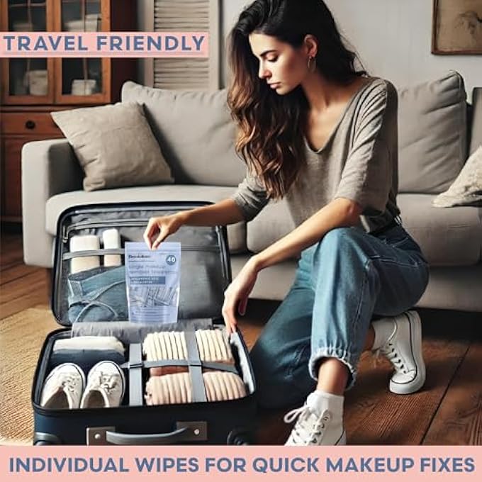 PinkSky BROOKSTONE INDIVIDUAL MAKEUP REMOVER WIPES - ULTRA SOFT, MAKEUP REMOVER WIPE INDIVIDUALLY WRAPPED, GENTLY CLEANSE & REMOVE MAKEUP, 40 COUNT MAKEUP WIPES INDIVIDUALLY WRAPPED - Image 3